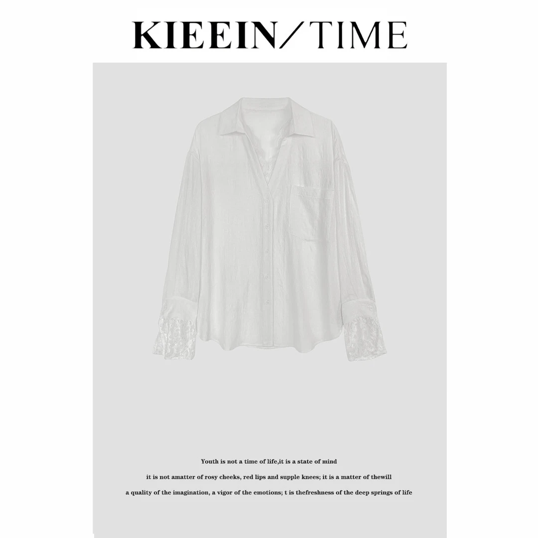 重工提花定制设计师款面料累死假两件白衬衫女长袖春夏防晒