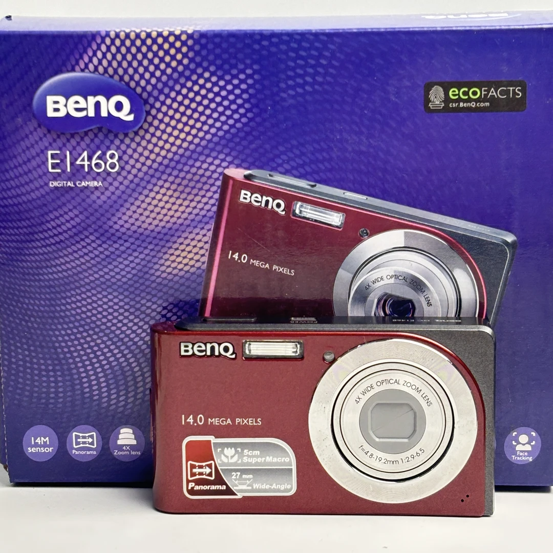 95新 Benq/明基 e1468豆沙色原盒1400万像素像素4倍变焦ccd