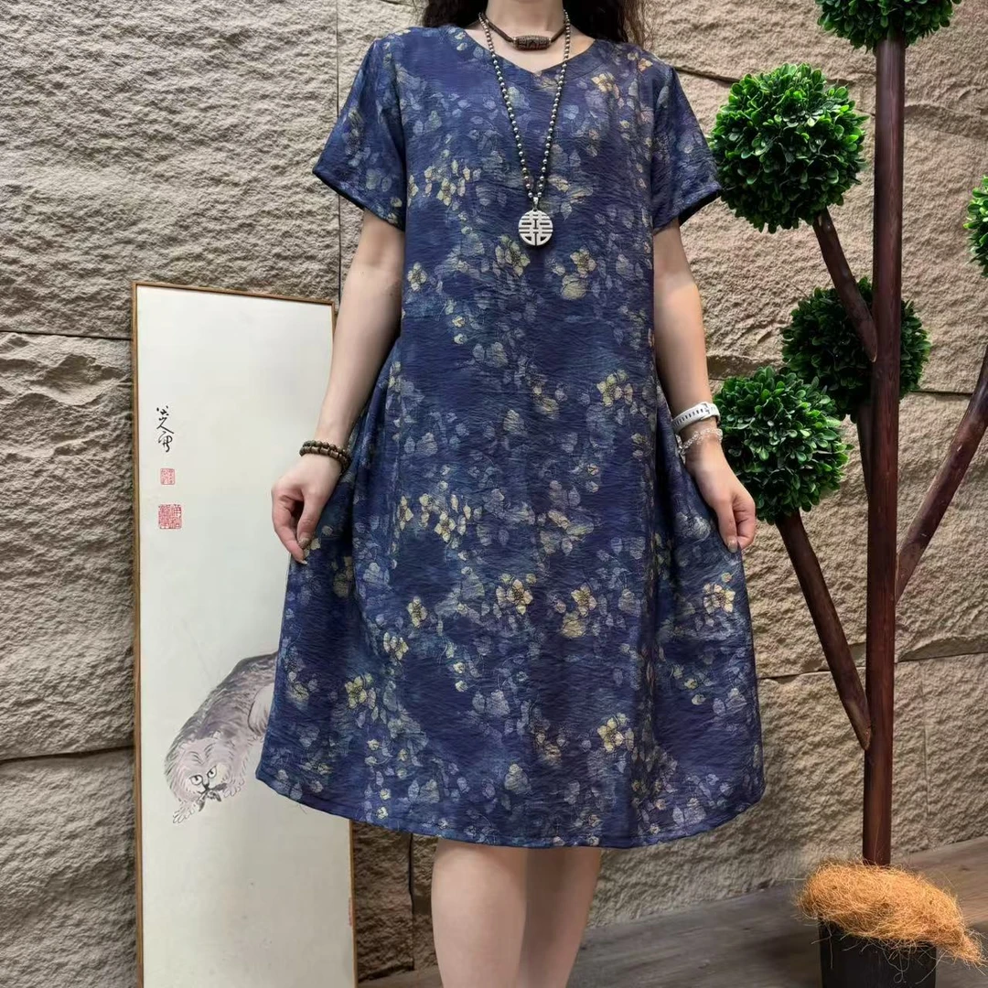 11060新款夏季优雅减龄宽松显瘦碎花连衣裙QZ