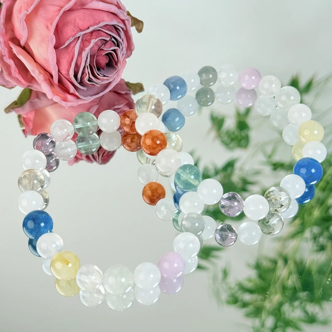 【白幽多宝】白幽灵紫水晶等水晶手串8mm面小仙多样性发其一
