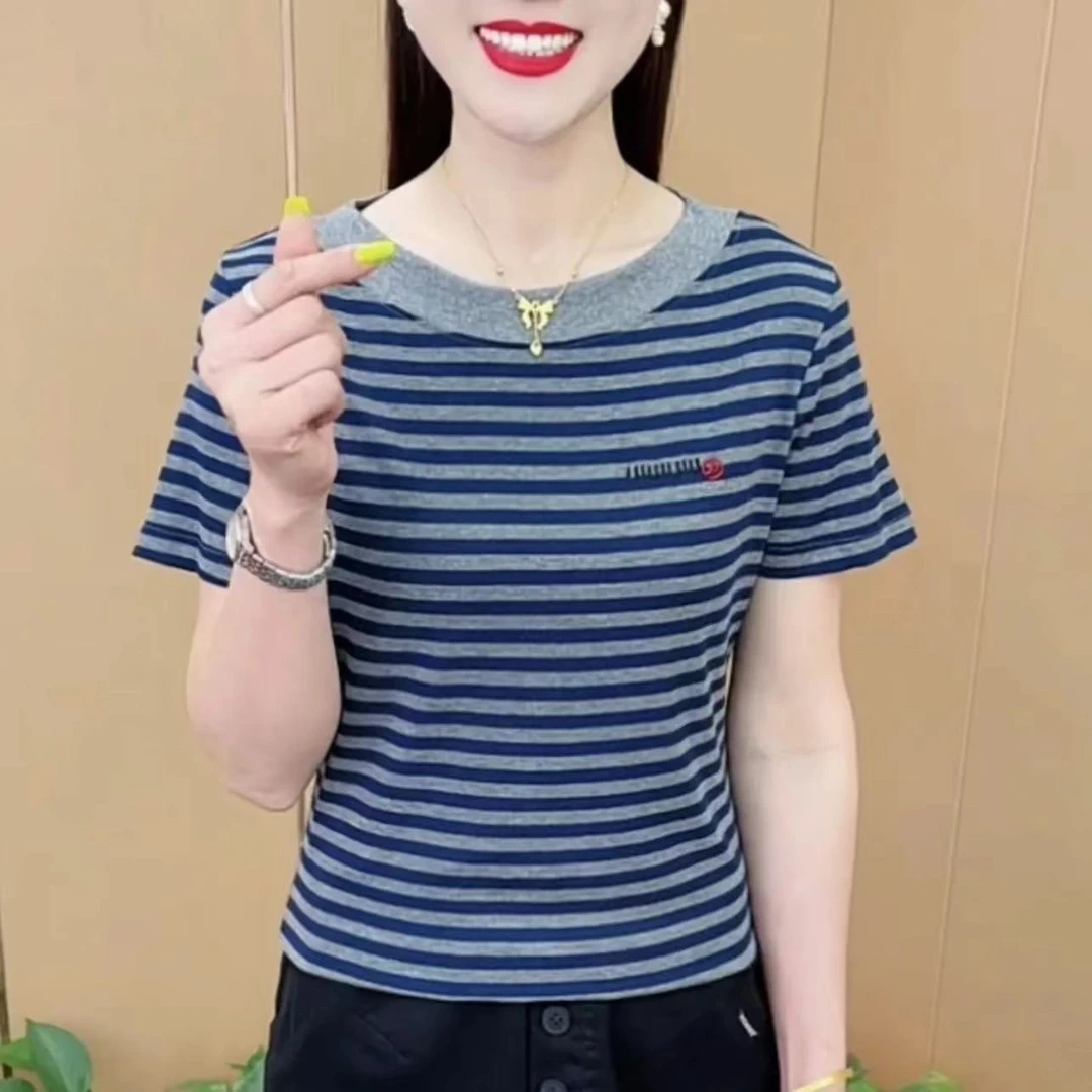 2025夏季新款纯色短袖T恤时尚百搭夏季洋气简约圆领女士小衫气质