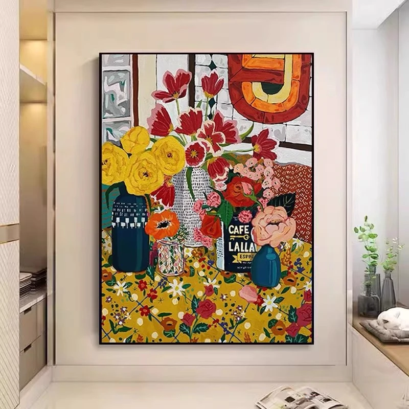 马蒂斯抽象客厅装饰画美式复古花卉沙发背景墙落地画卧室艺术挂画