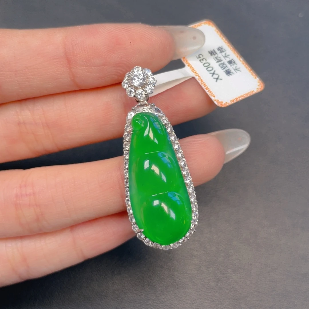 翡翠银S925镶嵌吊坠(不含链)