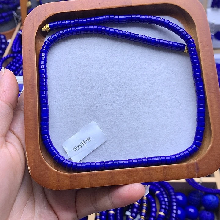 小***轩青金石银S925镀金镶嵌项链