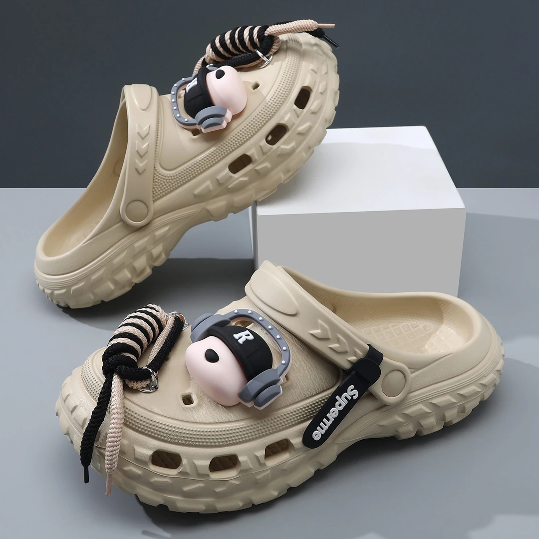 洞洞鞋男款新款外穿轮胎包头拖软底踩屎感情侣运动沙滩鞋开车凉鞋