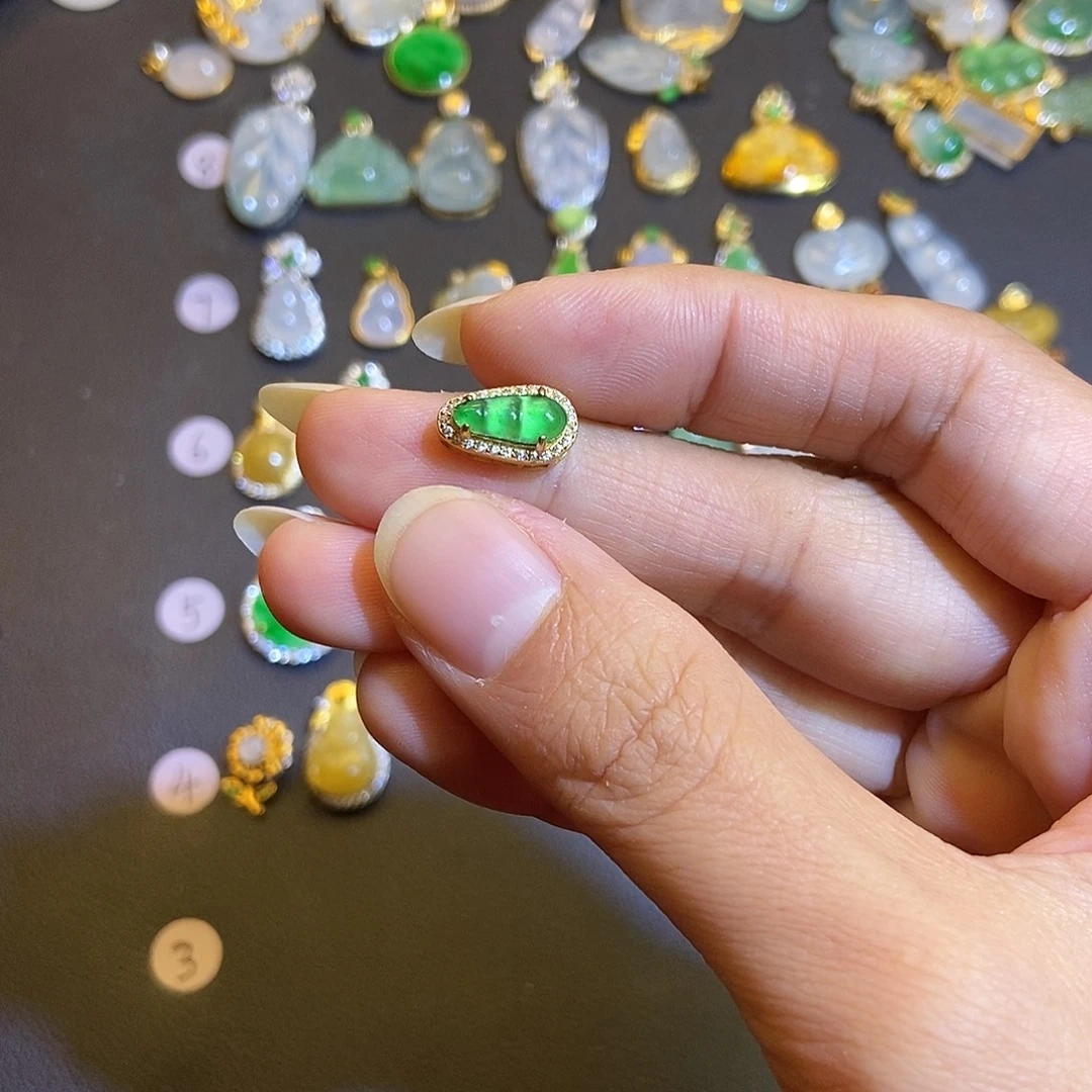 翡翠银S925镶嵌吊坠(不含链)