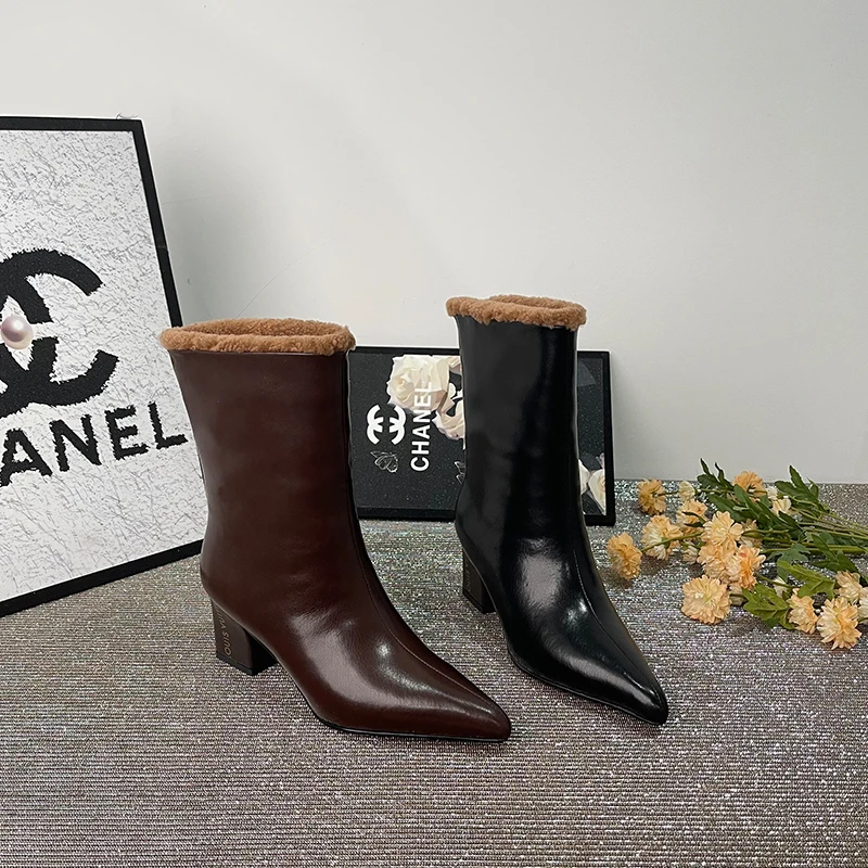 李单单 | 牛皮/跟高5cm/靴子显瘦长靴骑士靴尖头短靴