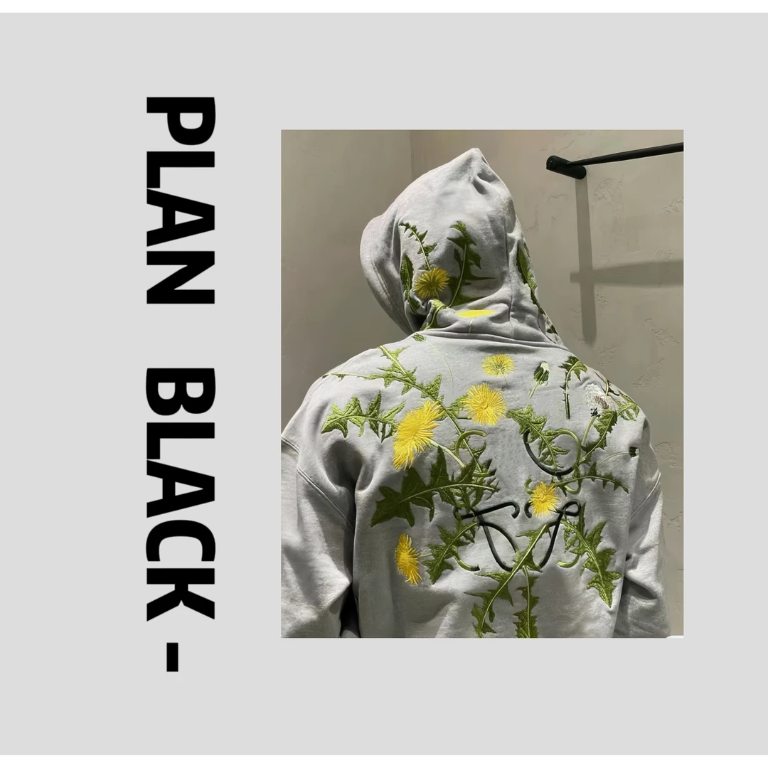 RICH陈发财【蒲公英小雏菊】万针绣重工高街带帽情侣卫衣3569