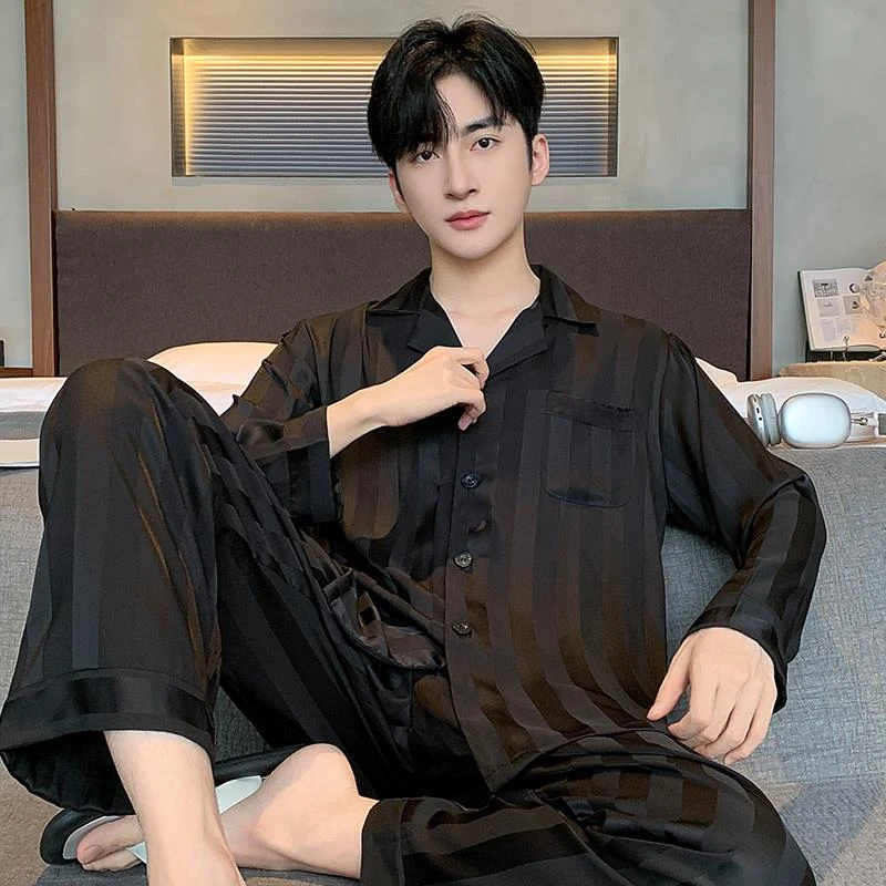 维多利亚冰丝男士男款长裤睡衣新款爆款夏季薄款男士夏秋长裤睡衣