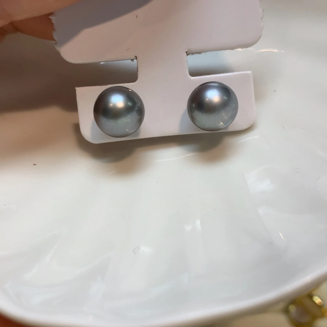 海水珍珠耳饰银S925镶嵌