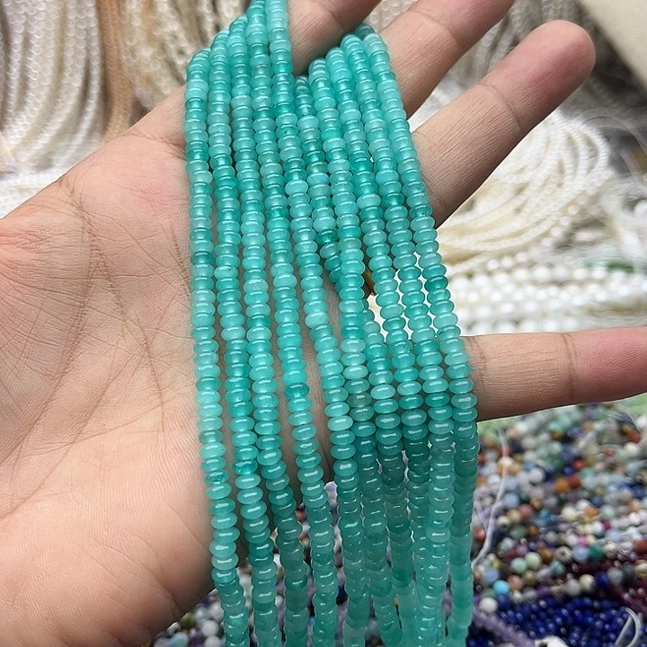 玛瑙/玉髓未镶嵌珠宝半成品一条4/2mm左右天河石算盘珠