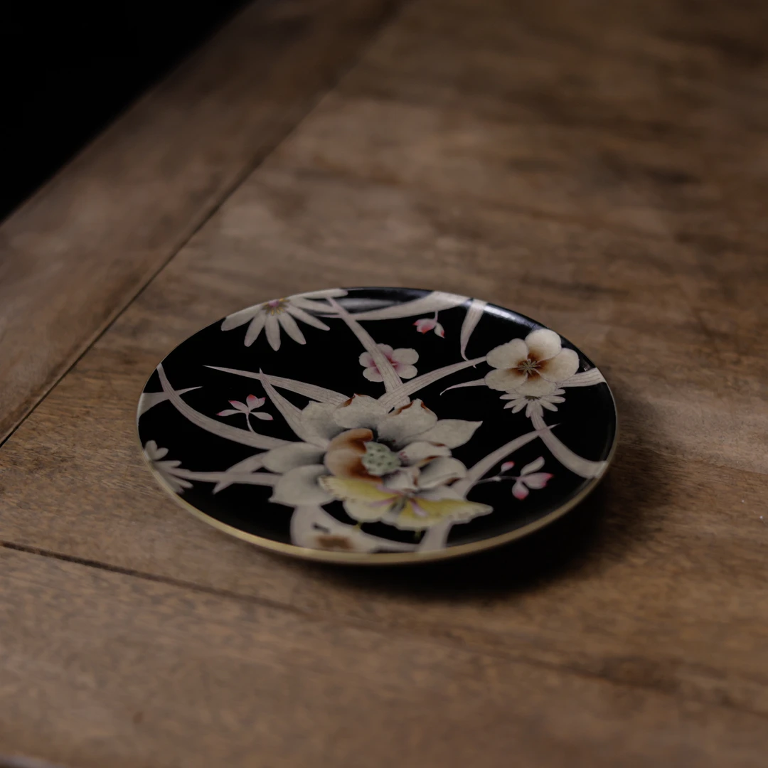 纳兰 曜黑釉繁花月渟壶承了物0303）