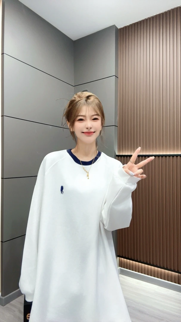 小标刺绣拼接休闲免熨烫不粘毛百搭纸片人加厚T恤韩版宽松t恤899