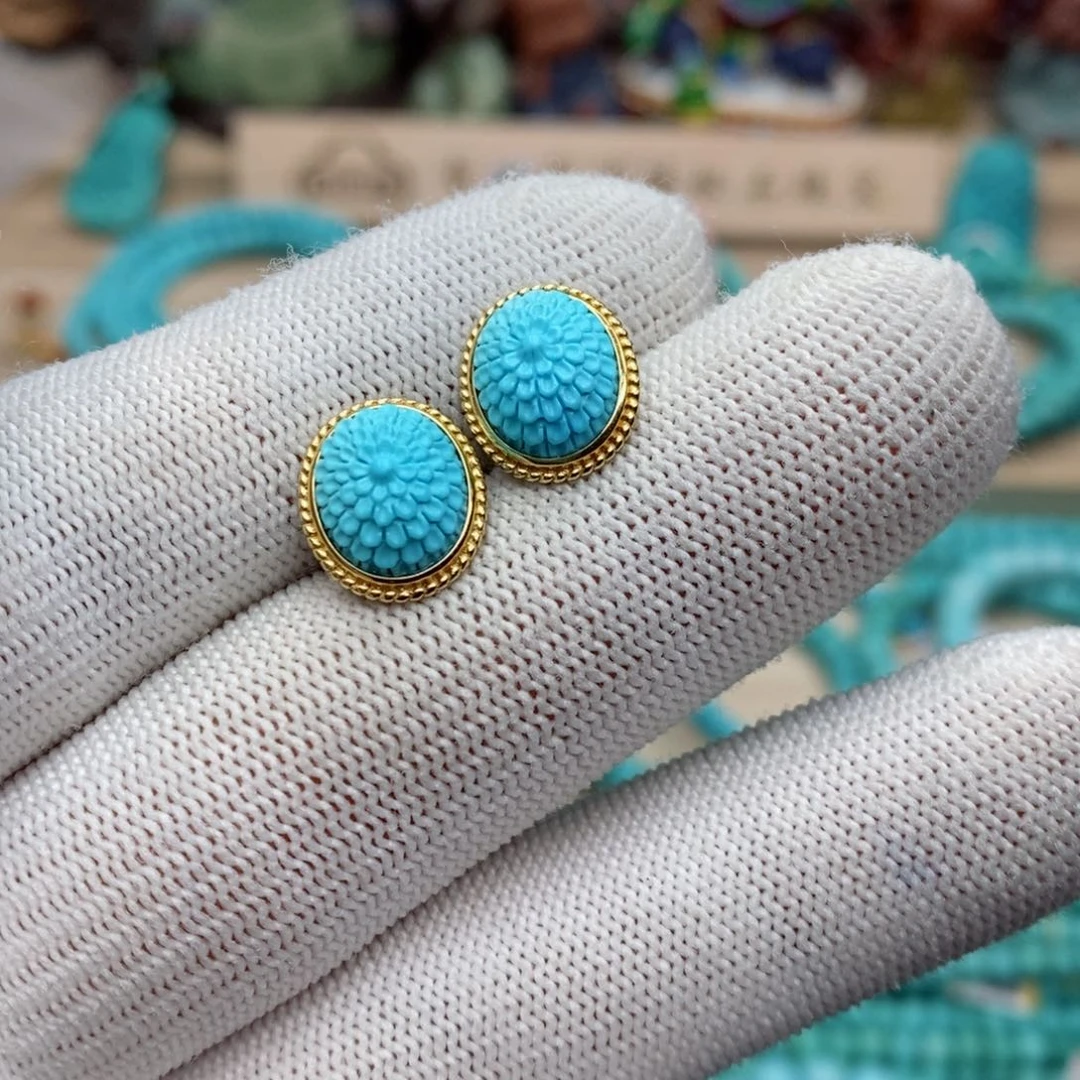 绿松石珠宝奇石18K金镶嵌