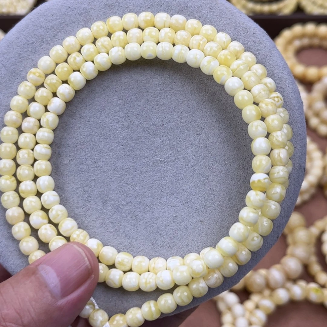 未镶嵌颈饰蜜蜡纯天然俄料瓷白花虎皮6*5.5