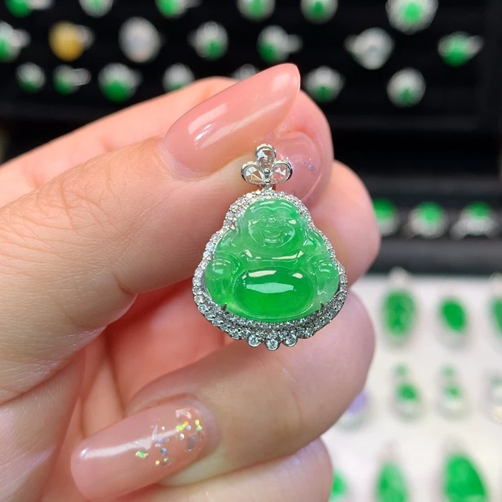 翡翠吊坠(不含链)18K金镶嵌