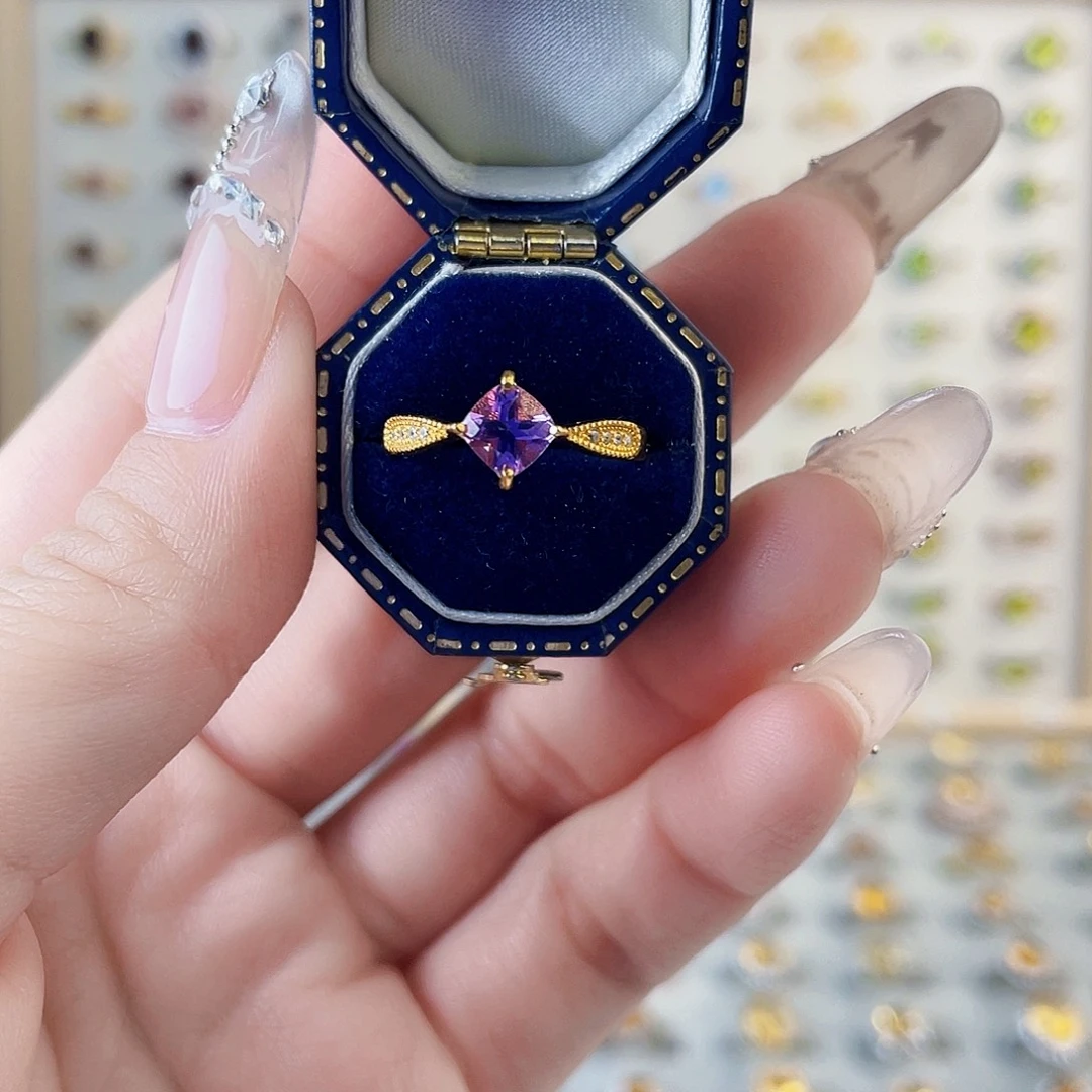 戒指紫晶银S925镶嵌重工款戒指