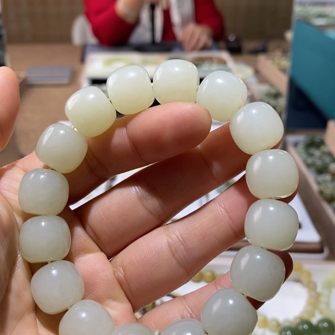 和田玉未镶嵌手链暖白114