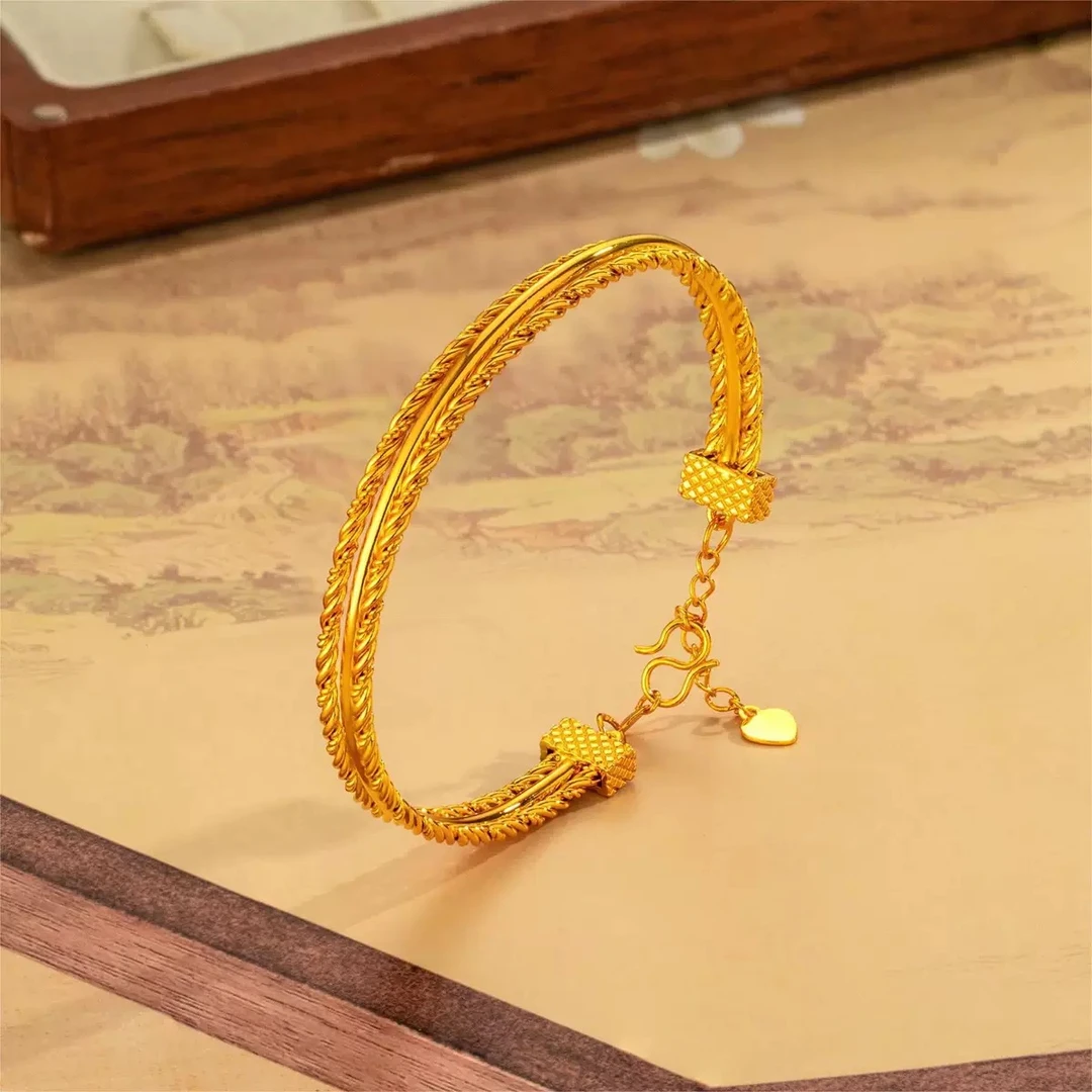 精工掐丝工艺麦穗古法金色手镯—Z011