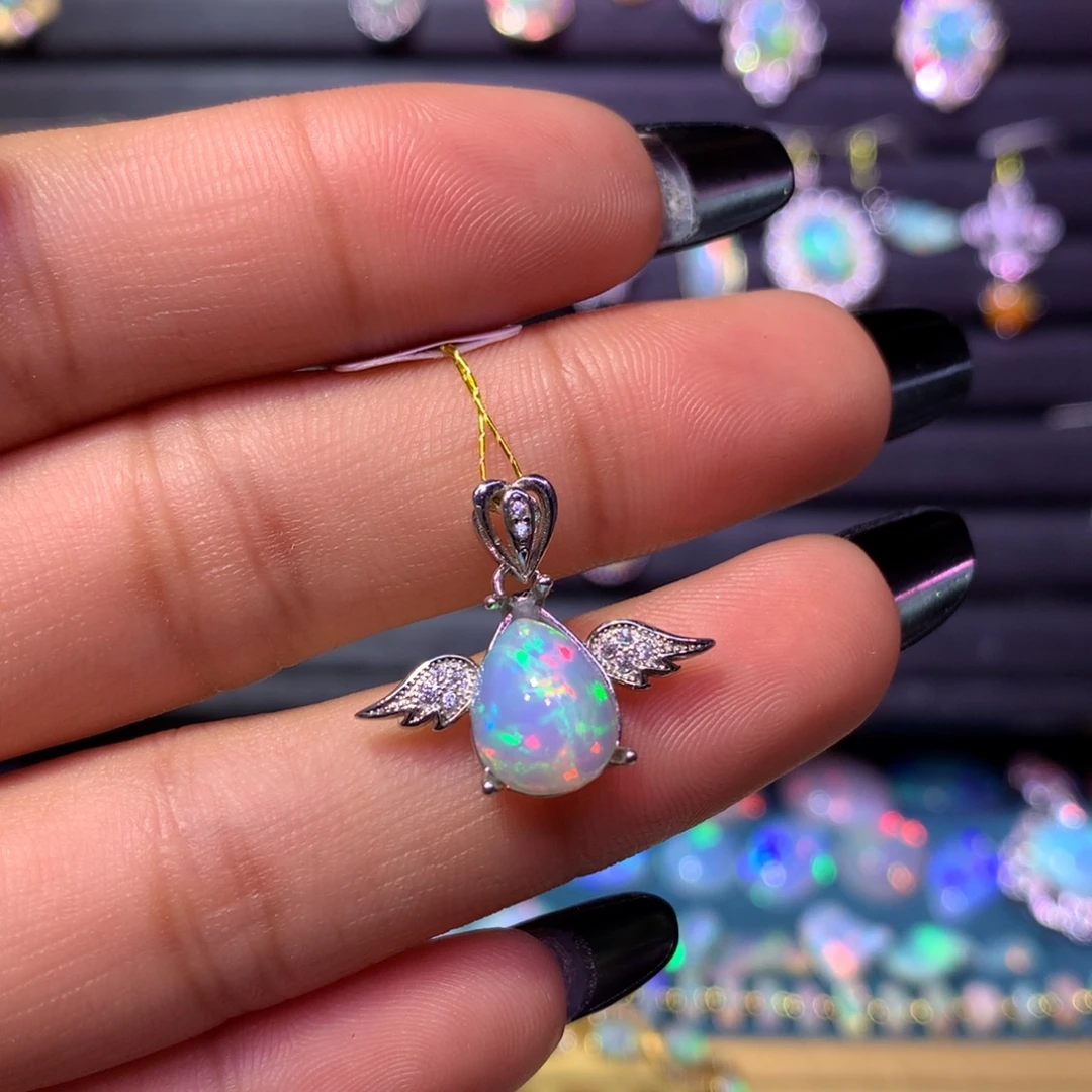 欧泊银S925镶嵌吊坠款