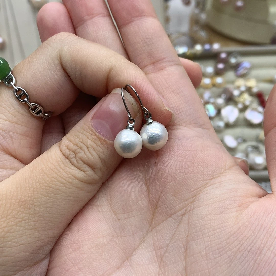 淡水珍珠耳饰银S925镶嵌