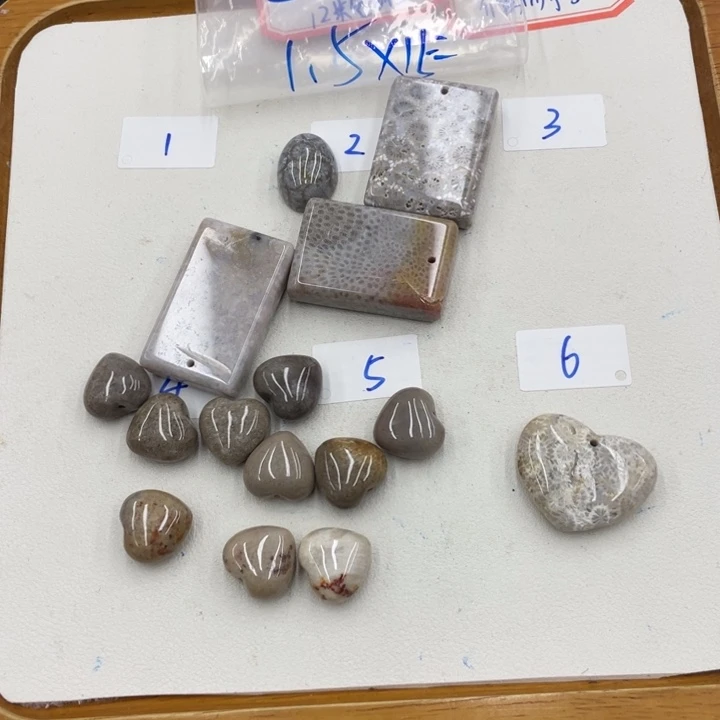 一***菜硅化珊瑚（珊瑚玉）合金颈饰