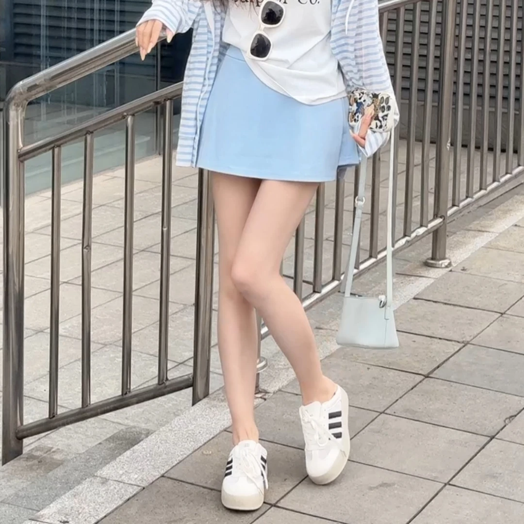 【静静衣橱】夏季新款高腰半身裙裤休闲风防走光显瘦A字裙裤6206