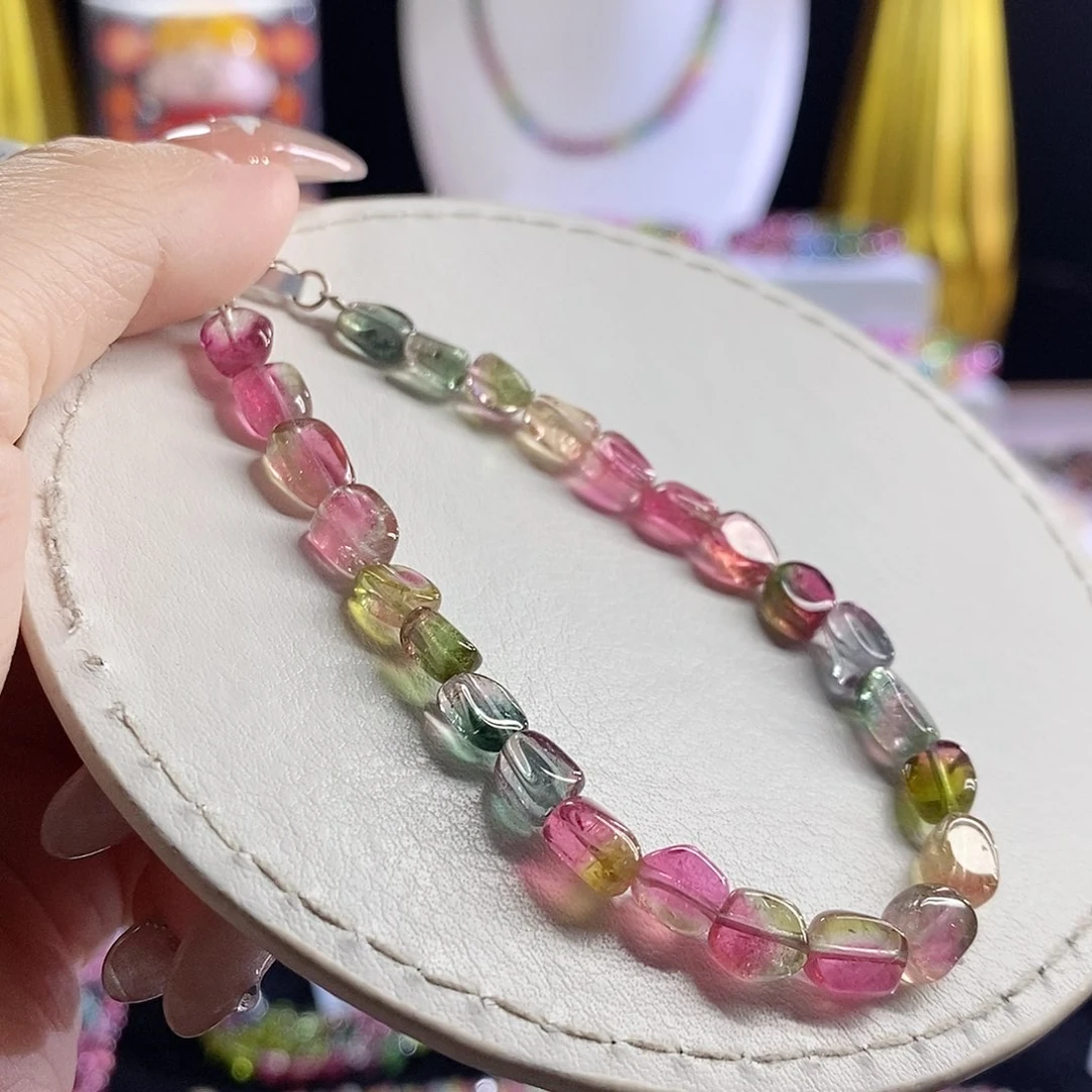 未镶嵌手链碧玺西瓜糖豆