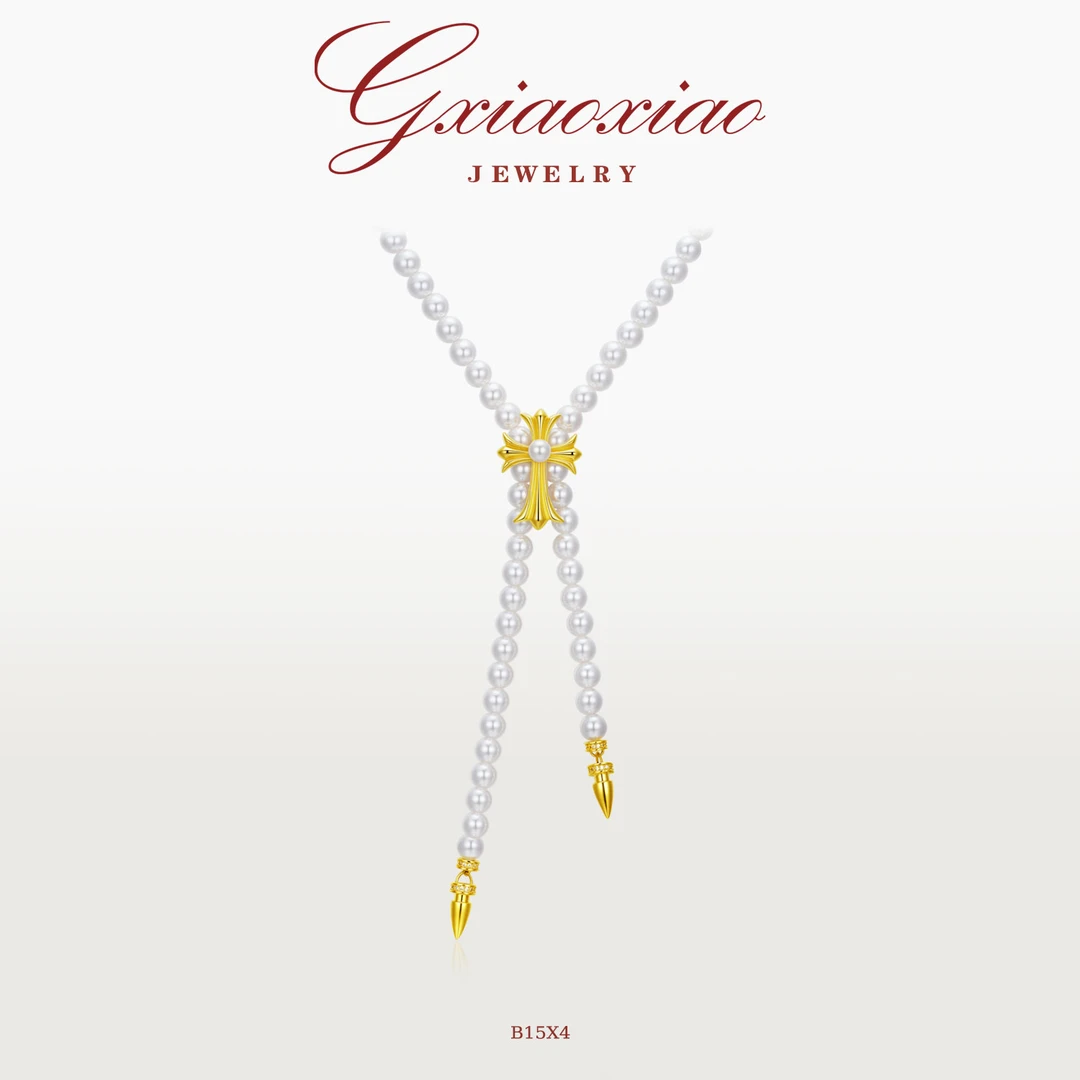 G XIAOXIAO 镀K金 法式气质优雅高级百搭十字架项链 B15X4