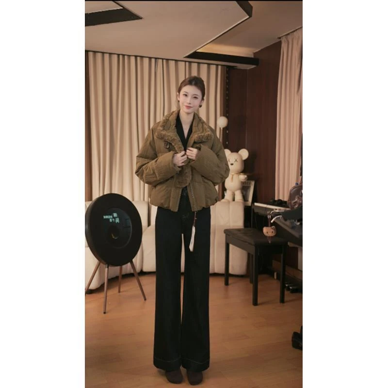 Yuki-女加厚款短款长袖厚款立领设计师女装秋冬