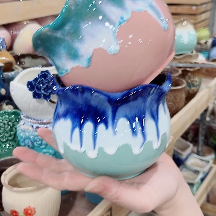 有孔.凑单10元陶瓷花盆发货！