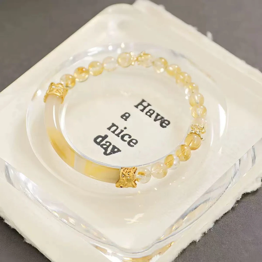 【金色奇迹】天然黄塔晶水晶半镯手串