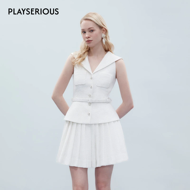 PlaySERIOUS【徐如蓝同款】Clink Clunk 25春夏新款亮片百褶连衣裙