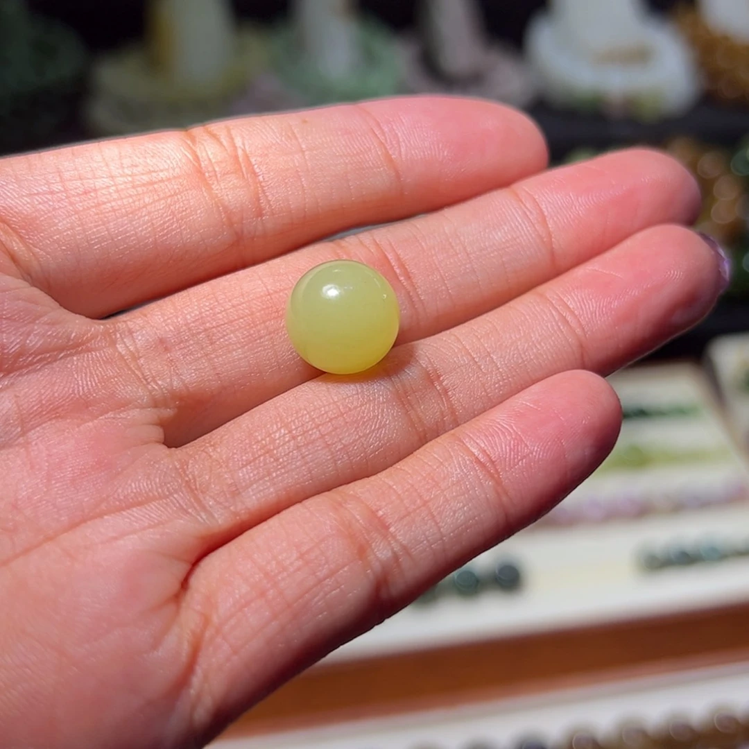 【闪购商品】和田玉（糖玉）单珠未镶嵌鸡油黄12mm