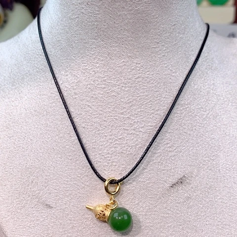 颈饰银S925镶嵌和田玉（碧玉）葫芦