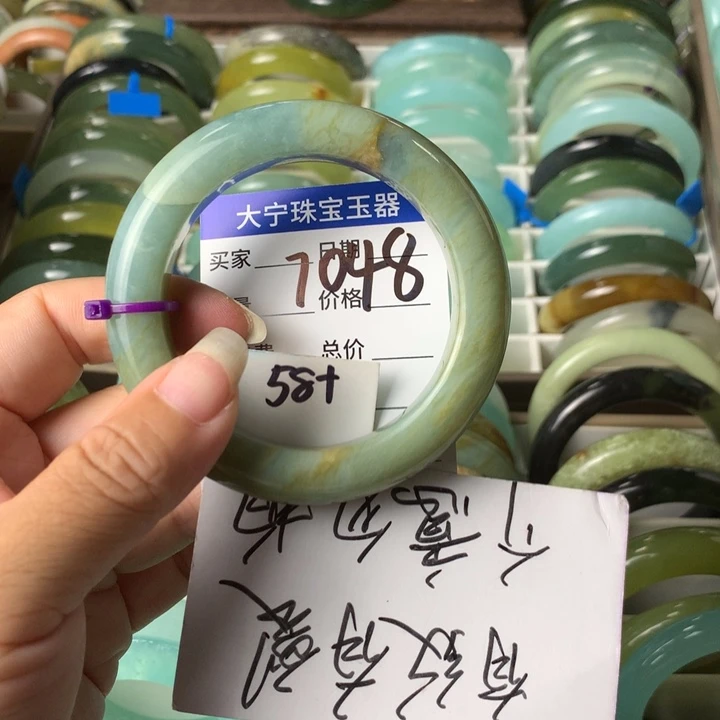 未镶嵌蛇纹石玉手镯7048