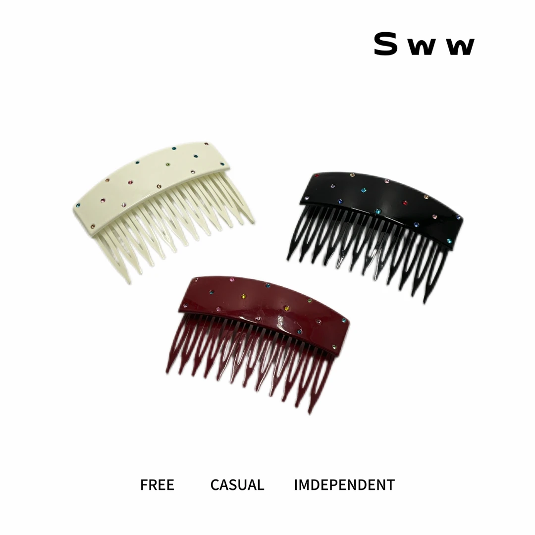 SWW新款钻钻密齿发梳网红刘海侧边发夹增高颅顶精致碎发夹