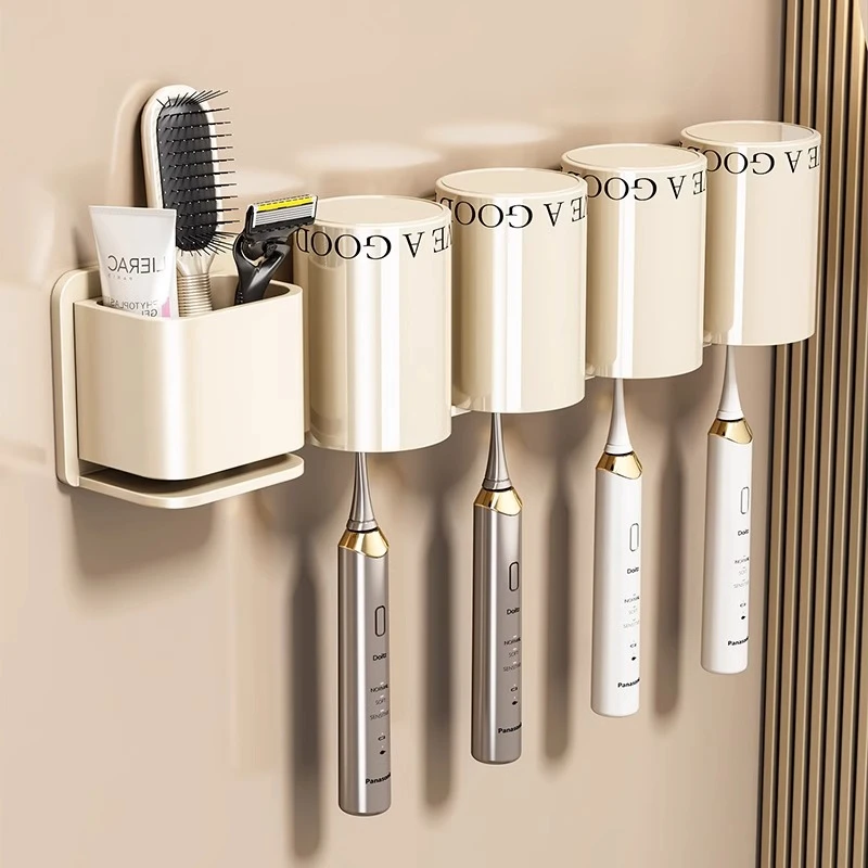 牙刷置物架免打孔壁挂式卫生间刷牙杯漱口杯收纳架子电动牙刷挂架