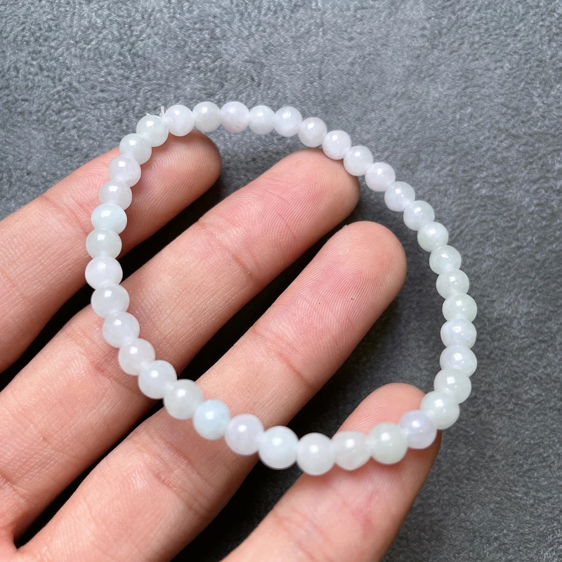 卡4mm左右-天然缅料A货白冰手串-多样性发一串