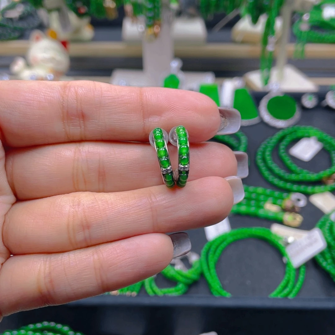 未镶嵌翡翠耳饰圆珠耳圈