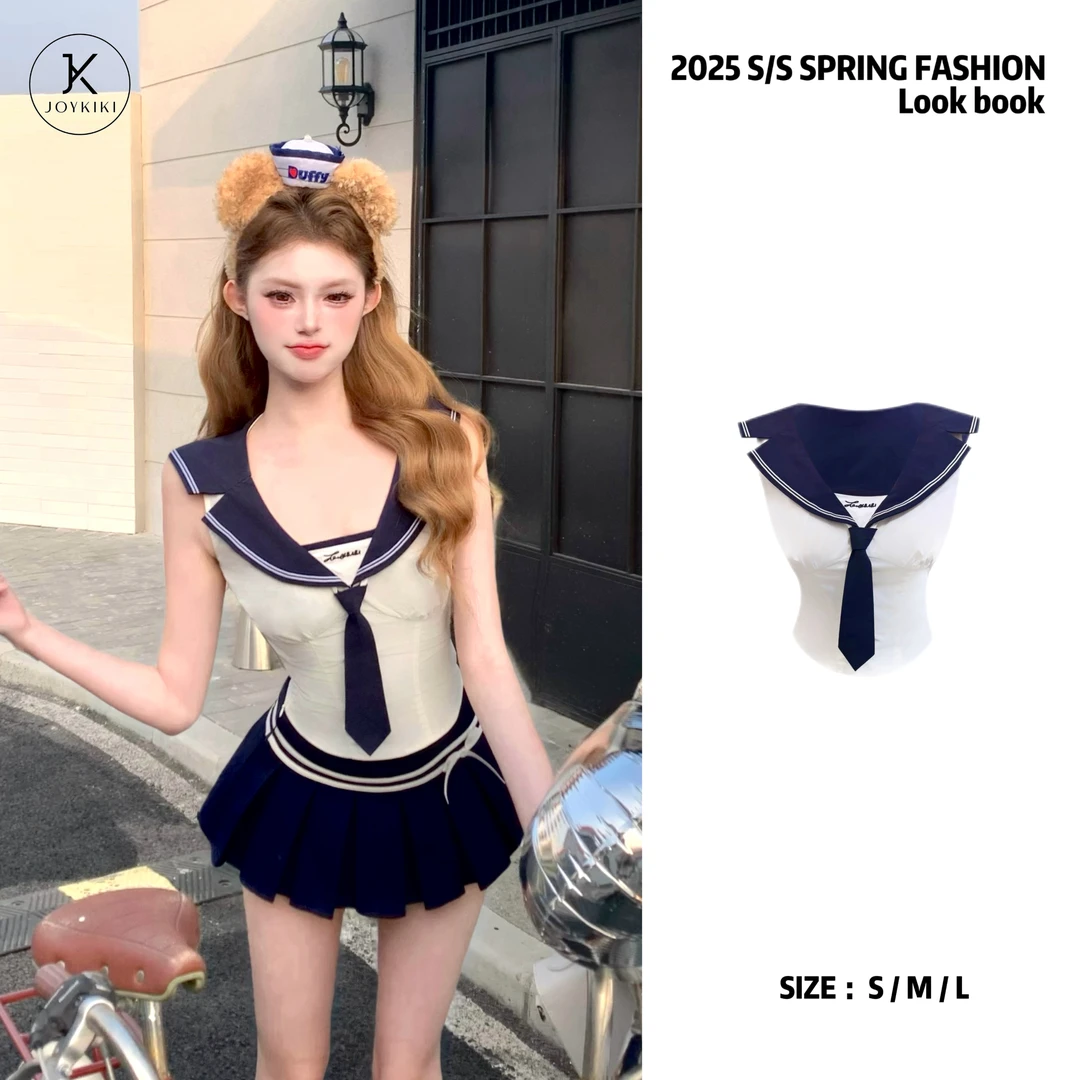 JOYKIKI金金【漫画少女】春季纯欲拼接撞色学院风少女上衣J25A286