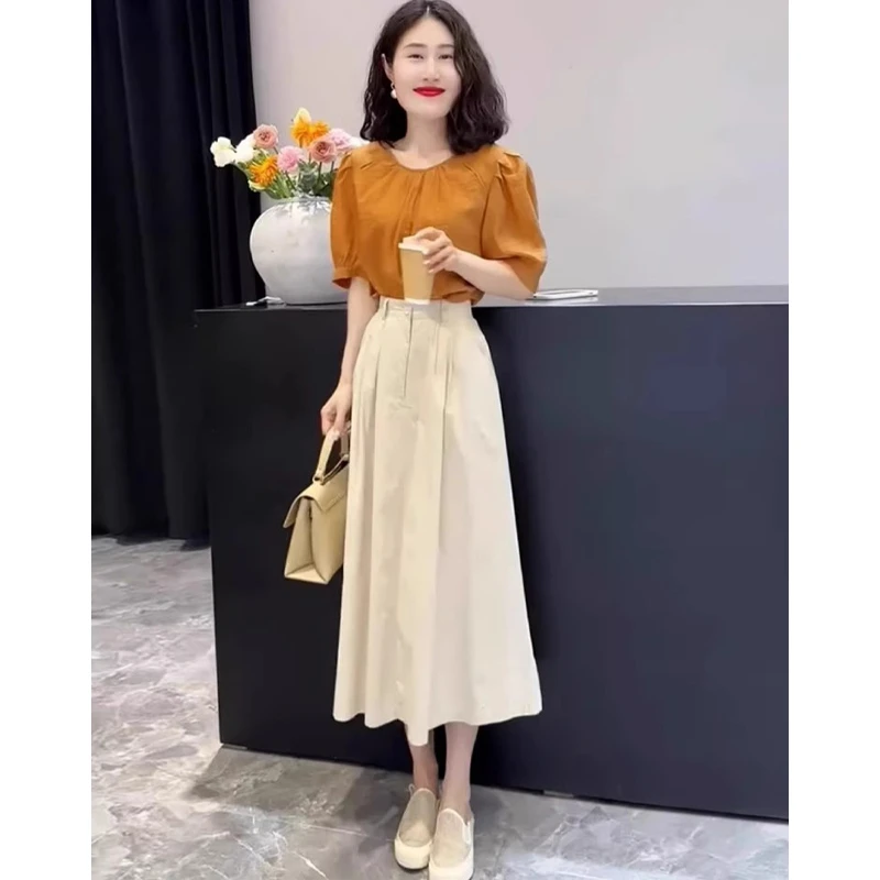 夏季茶系穿搭一整套2025年新款今年流行漂亮气质洋气小香风套装裙