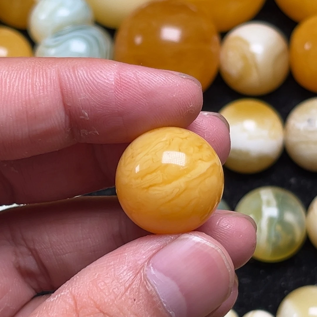 琥珀未镶嵌裸石蜜蜡焦皮满蜡19.5毫米