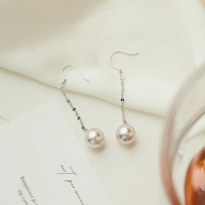 丽沁 925银耳饰 曼塔玫瑰紫珠流苏耳钩银豆超闪精美轻奢简约耳勾