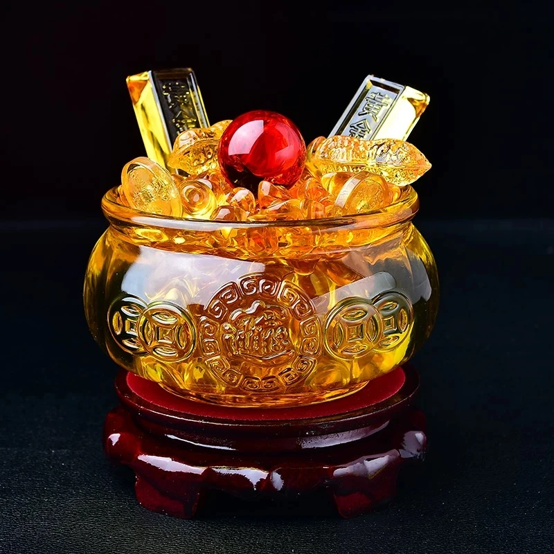 （福）琉璃摆件聚宝盆十二生肖招财蛇鸿运珠锦鲤