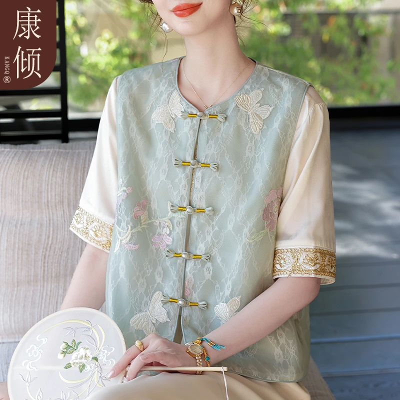 中年妈妈夏装2025新款新中式马甲国风女士外套中老年人夏季两件套