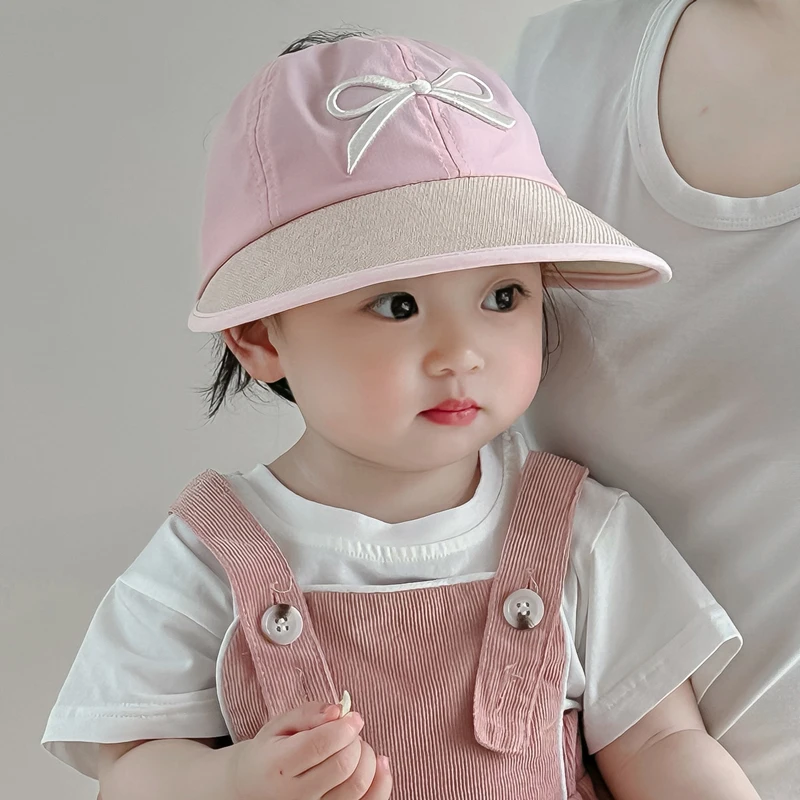 婴儿帽子夏季空顶遮阳大檐防晒帽男女宝宝户外扎马尾可爱太阳帽韩