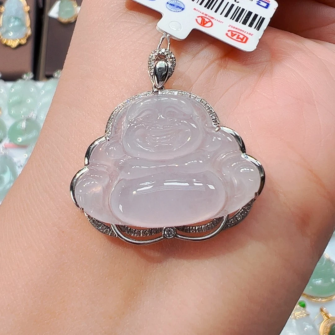 翡翠18K金镶嵌吊坠(不含链)佛公