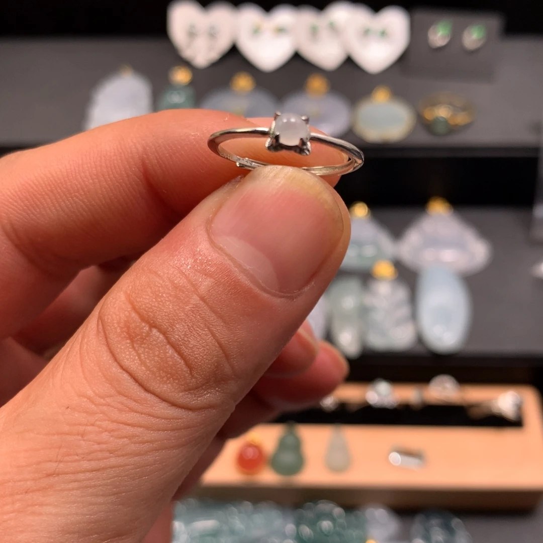 小***岩翡翠银S925镶嵌戒指3