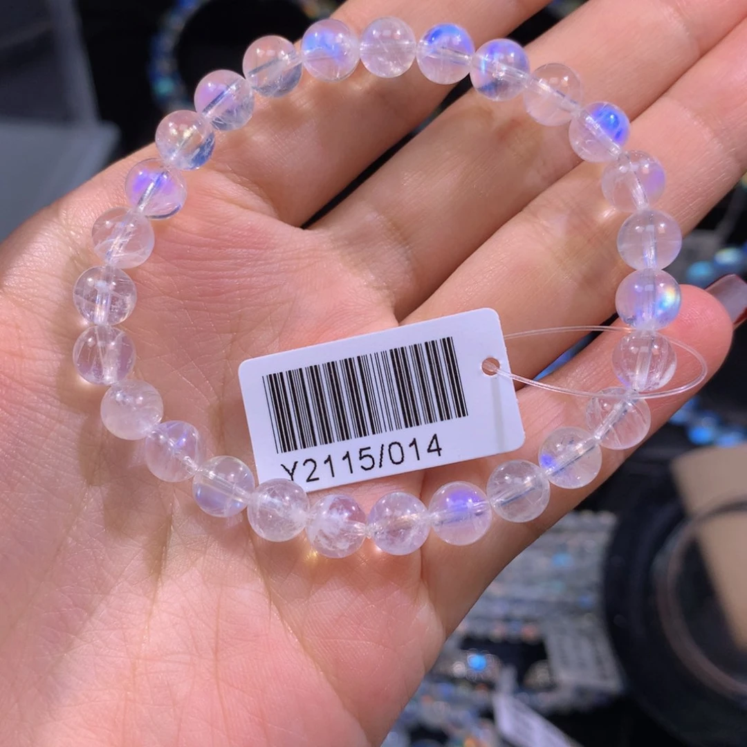 月光石手链未镶嵌Y2115/014印度蓝月光手串6.9mm